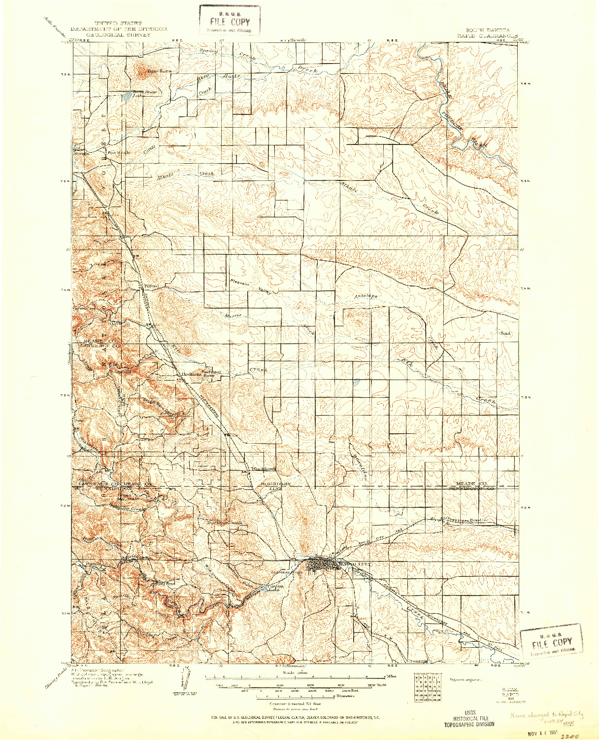 USGS 1:125000-SCALE QUADRANGLE FOR RAPID, SD 1898