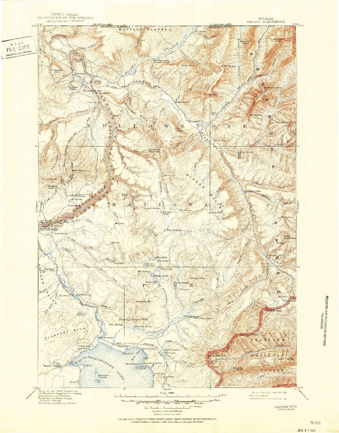 USGS 1:125000-SCALE QUADRANGLE FOR CANYON, WY 1911