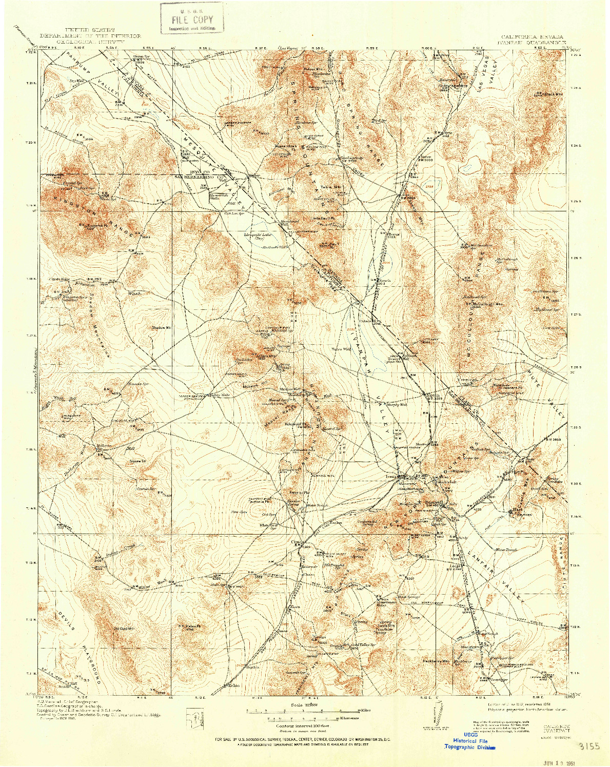 USGS 1:250000-SCALE QUADRANGLE FOR IVANPAH, CA 1912