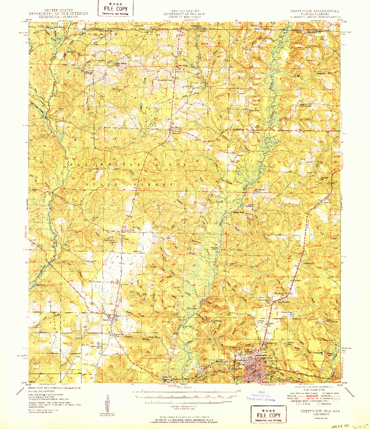 USGS 1:62500-SCALE QUADRANGLE FOR CRESTVIEW, FL 1951