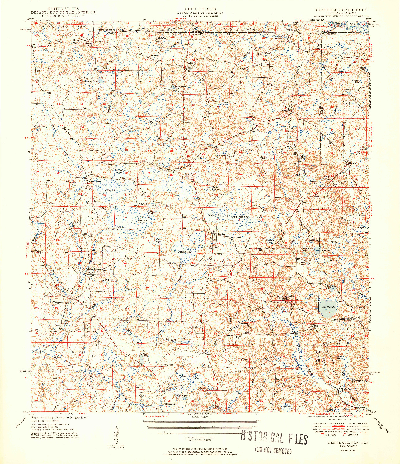 USGS 1:62500-SCALE QUADRANGLE FOR GLENDALE, FL 1951