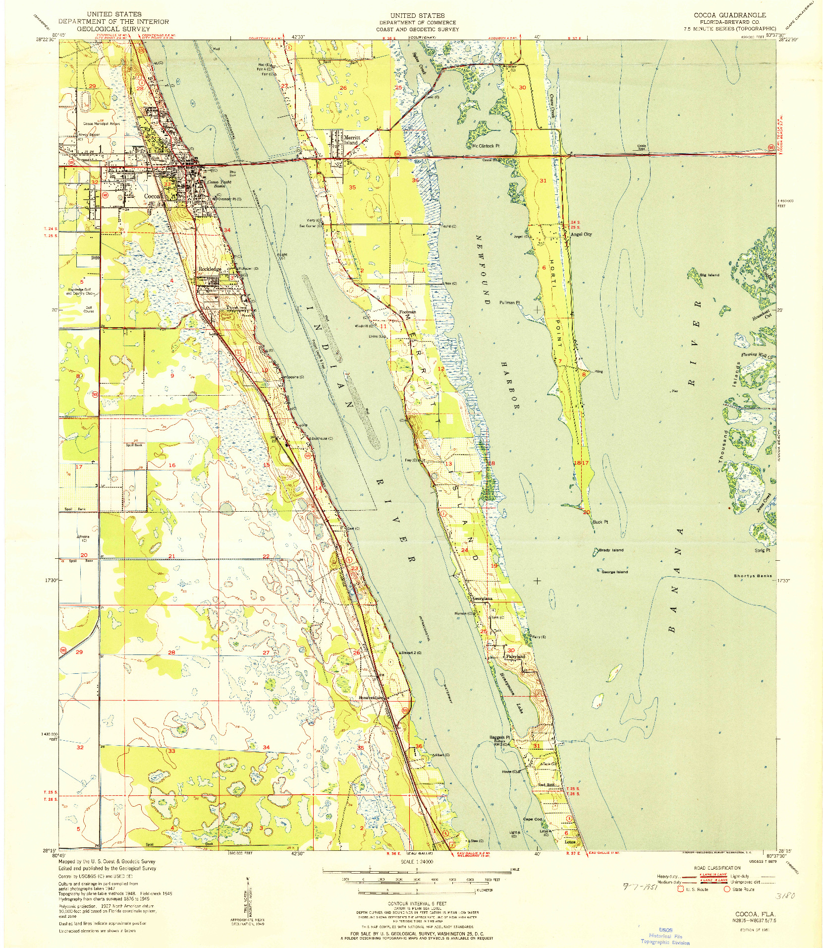 USGS 1:24000-SCALE QUADRANGLE FOR COCOA, FL 1951