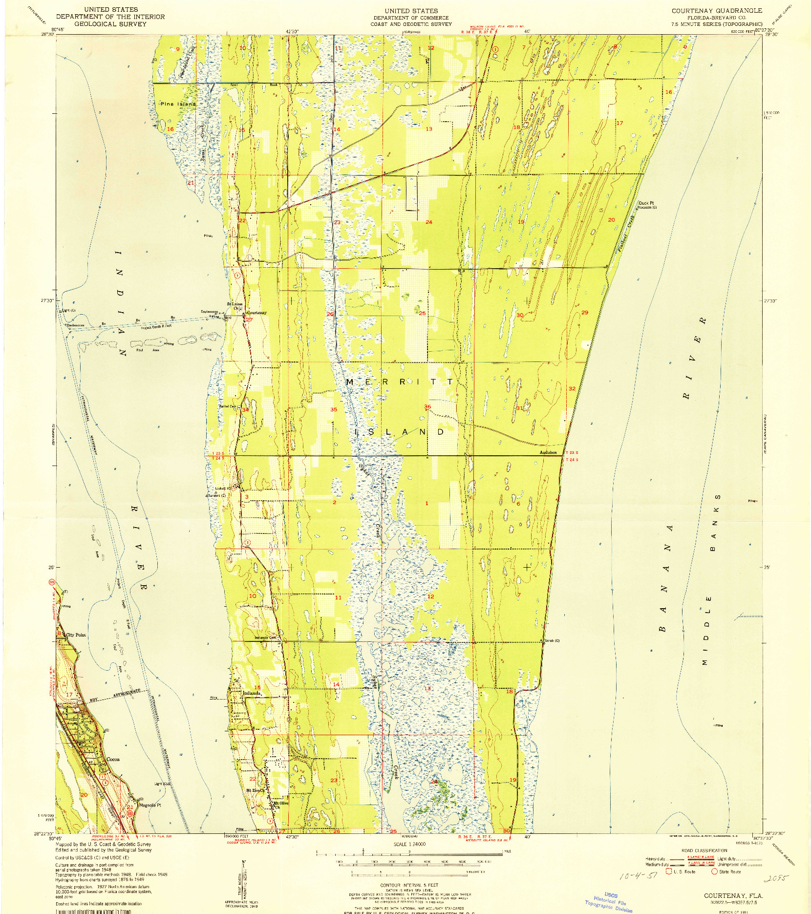 USGS 1:24000-SCALE QUADRANGLE FOR COURTENAY, FL 1951