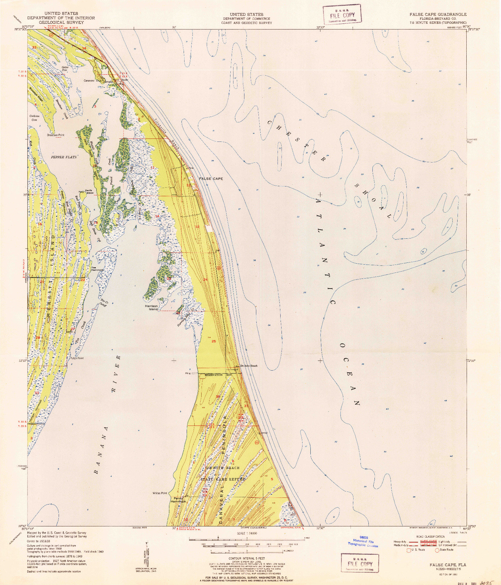 USGS 1:24000-SCALE QUADRANGLE FOR FALSE CAPE, FL 1951