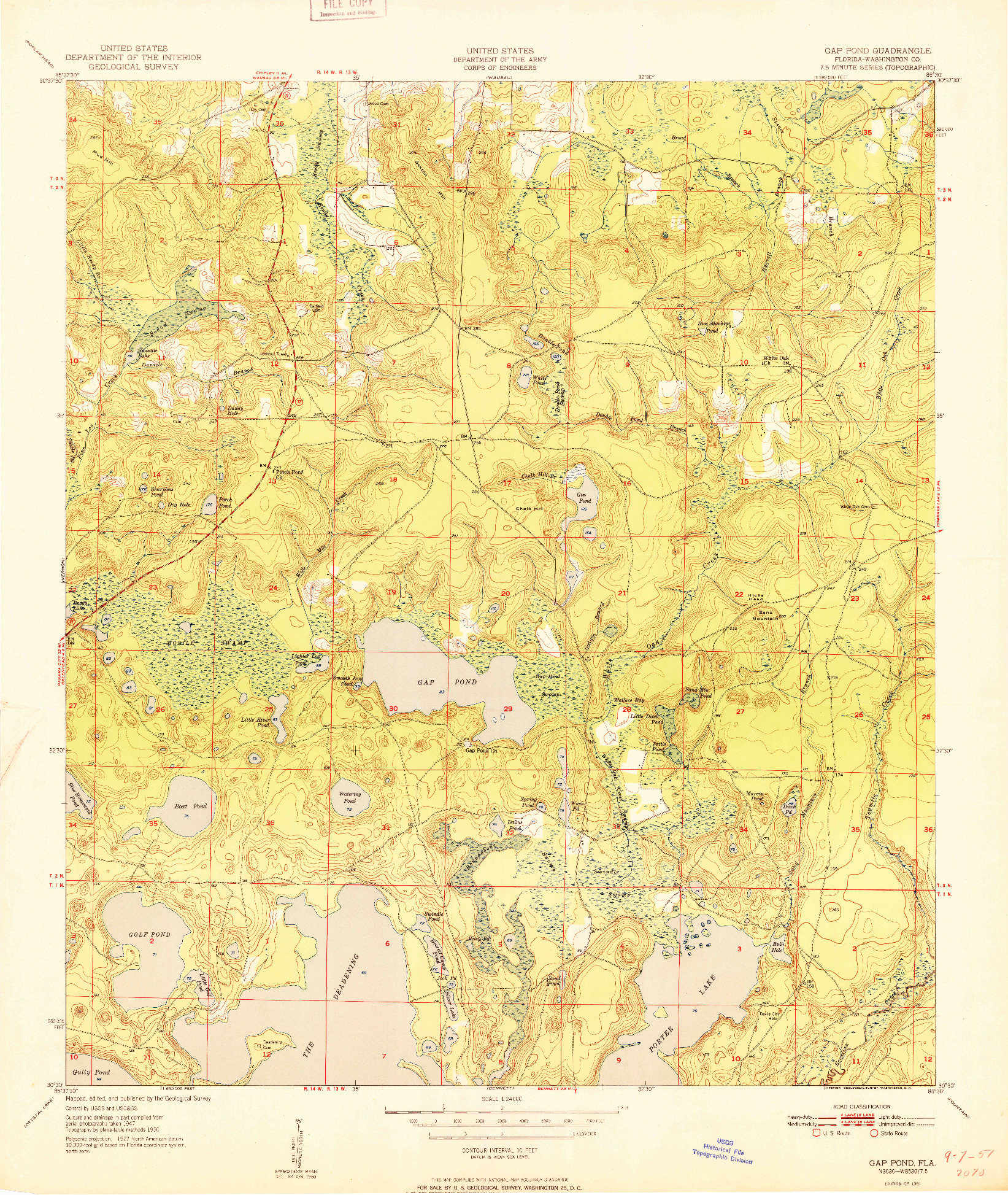 USGS 1:24000-SCALE QUADRANGLE FOR GAP POND, FL 1951