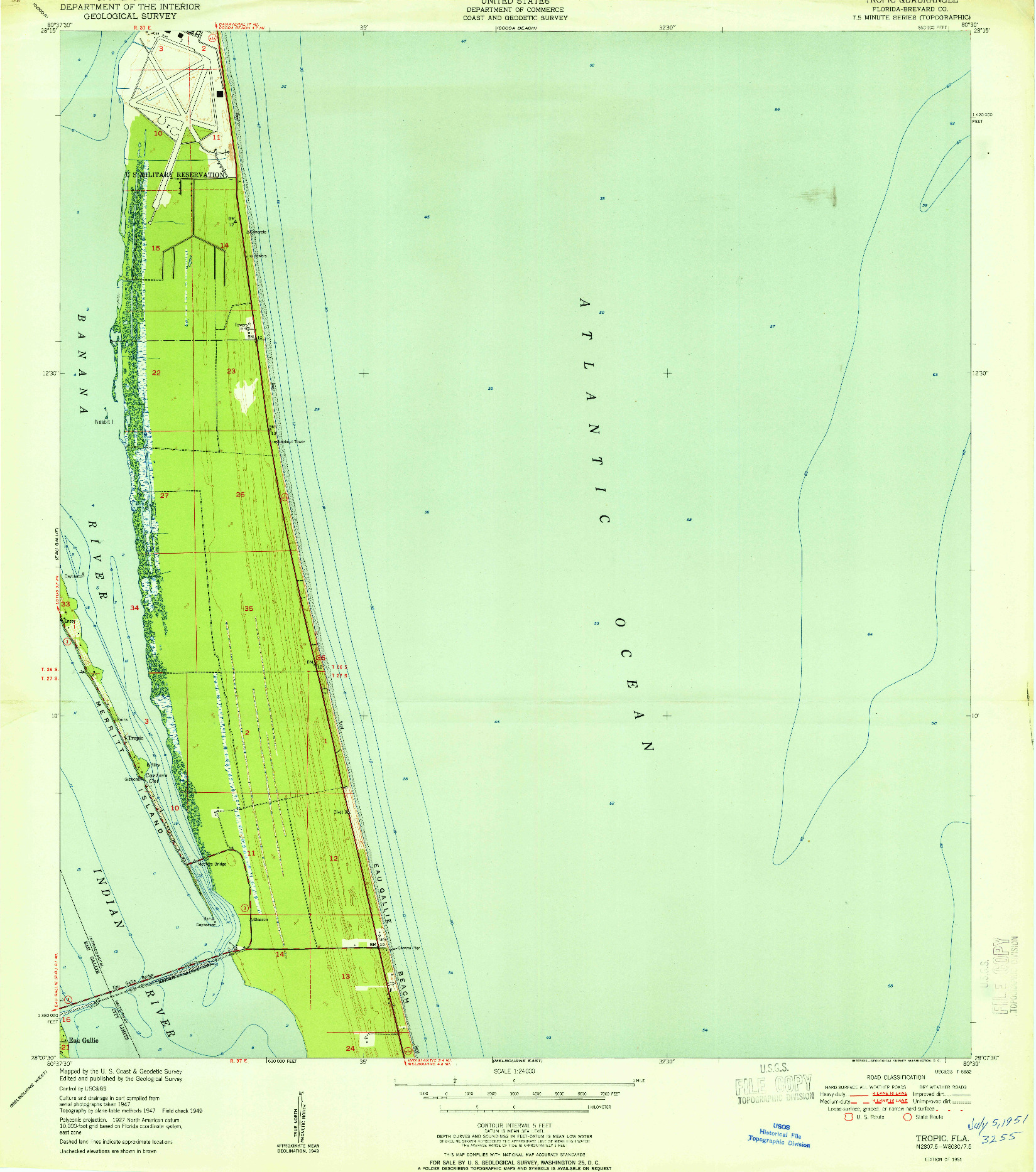 USGS 1:24000-SCALE QUADRANGLE FOR TROPIC, FL 1951