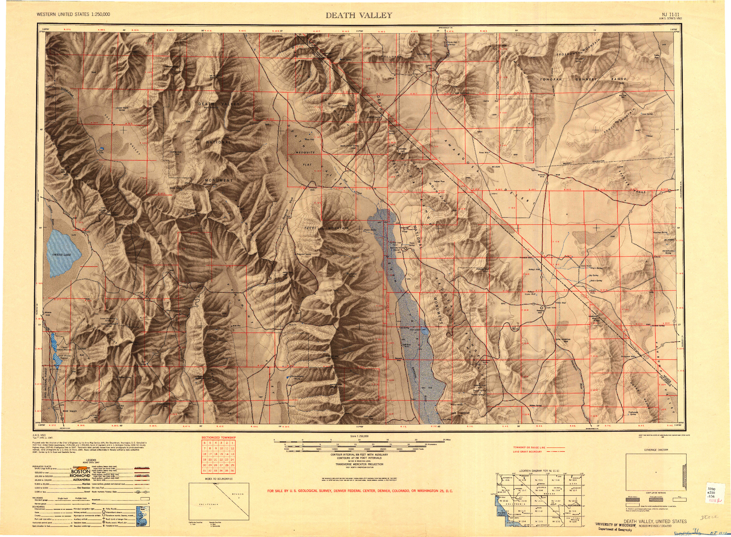 USGS 1:250000-SCALE QUADRANGLE FOR DEATH VALLEY, CA 1948