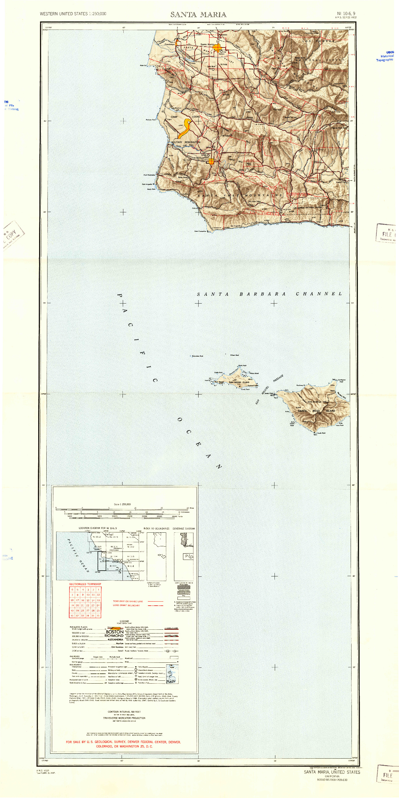 USGS 1:250000-SCALE QUADRANGLE FOR SANTA MARIA, CA 1948