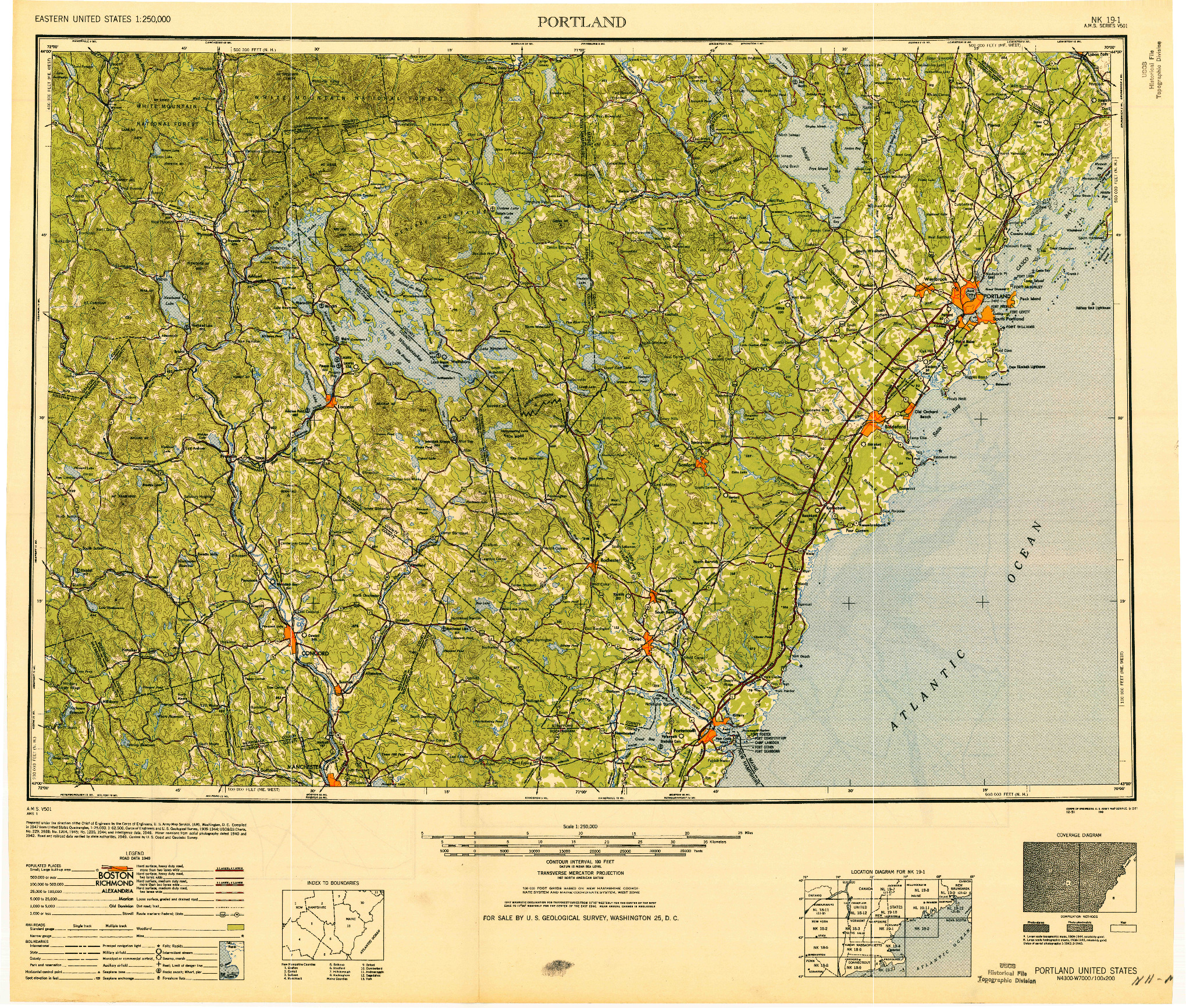 USGS 1:250000-SCALE QUADRANGLE FOR PORTLAND, ME 1949