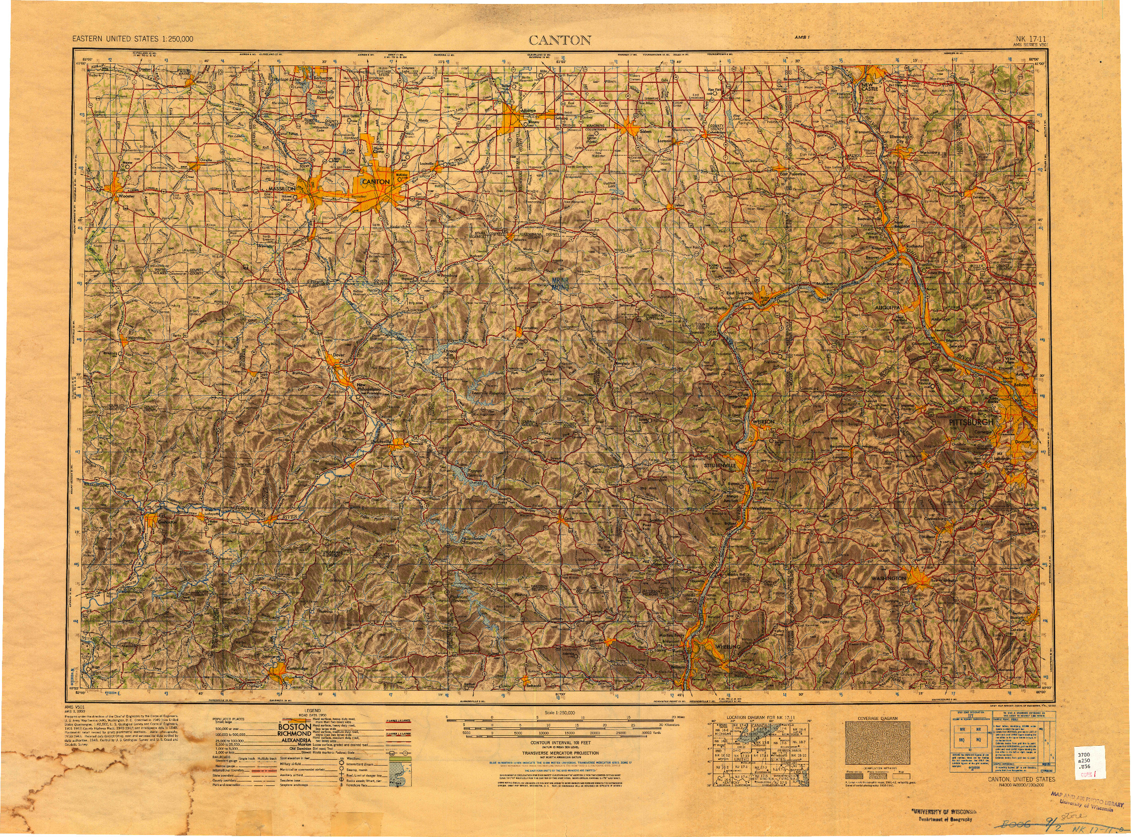 USGS 1:250000-SCALE QUADRANGLE FOR CANTON, OH 1951