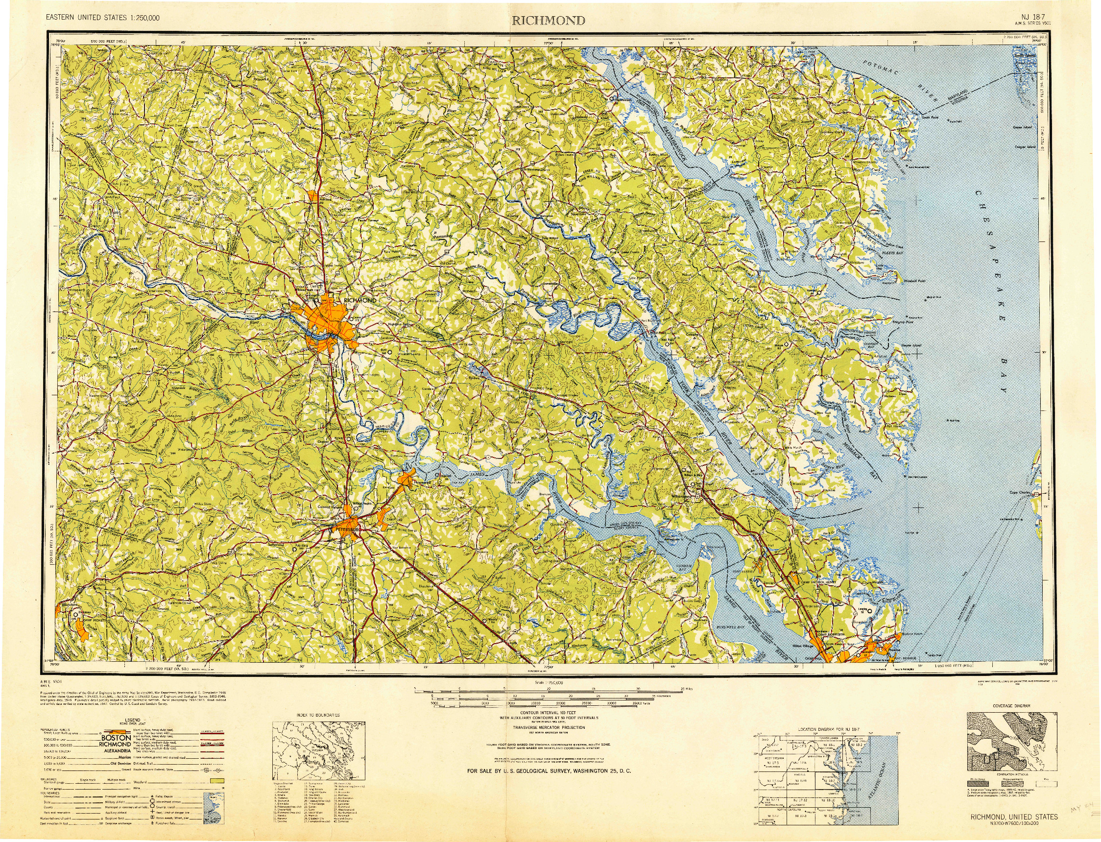 USGS 1:250000-SCALE QUADRANGLE FOR RICHMOND, VA 1949