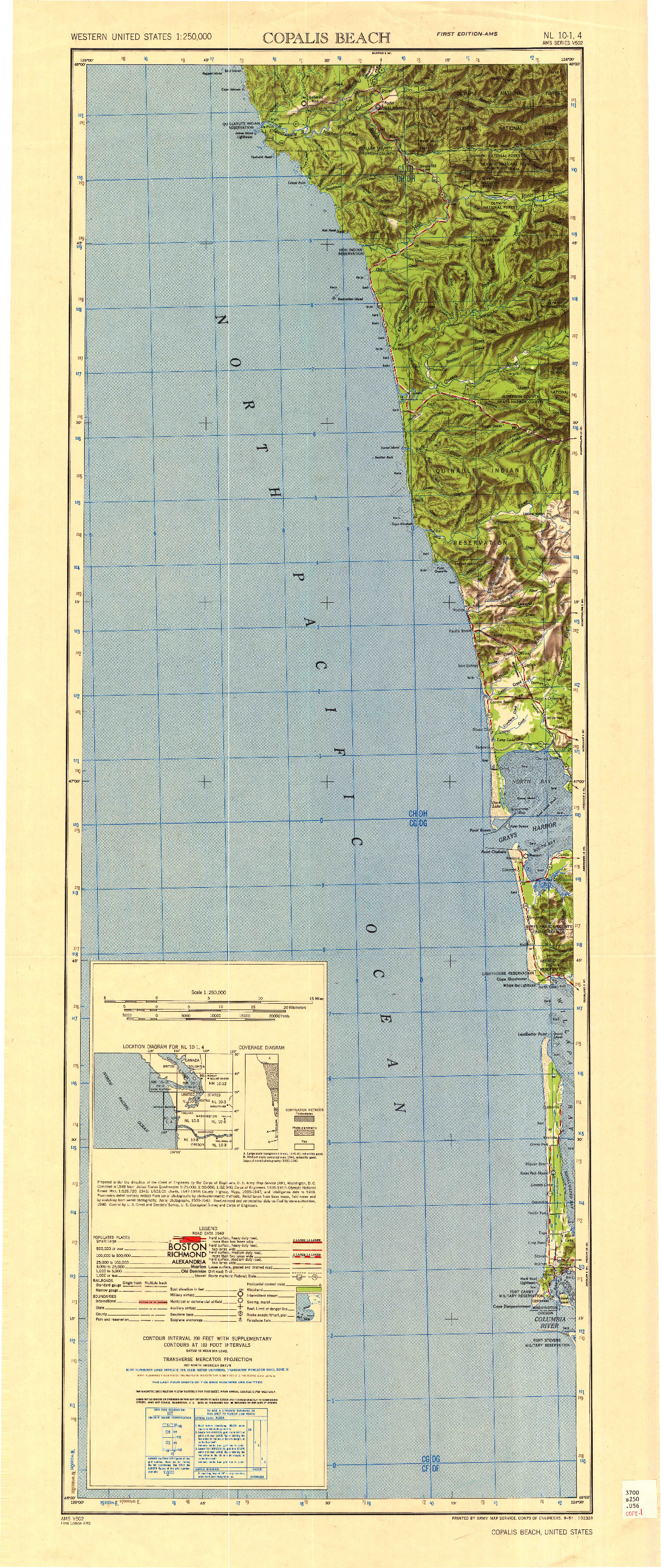 USGS 1:250000-SCALE QUADRANGLE FOR COPALIS BEACH, WA 1951