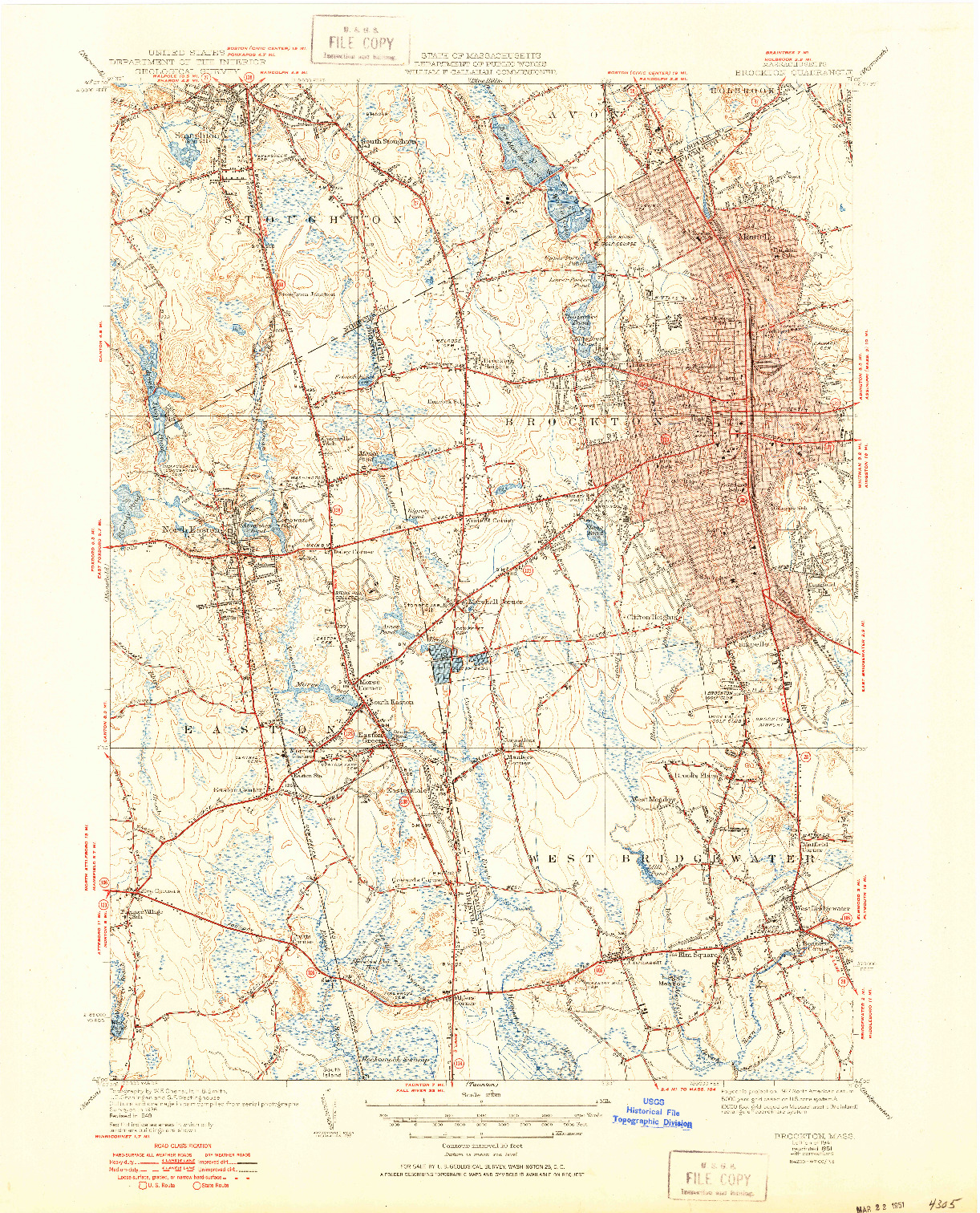 USGS 1:31680-SCALE QUADRANGLE FOR BROCKTON, MA 1941