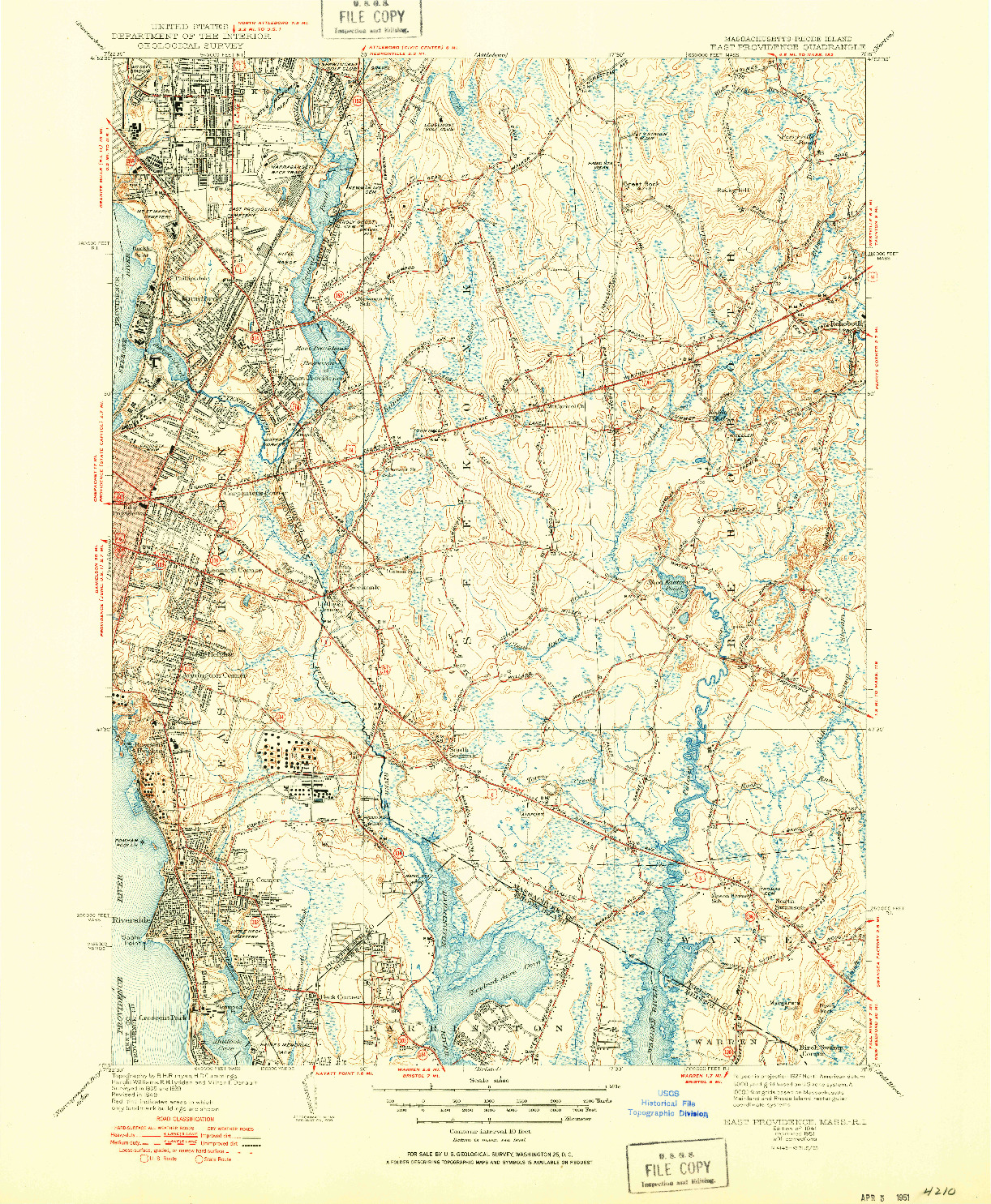 USGS 1:31680-SCALE QUADRANGLE FOR EAST PROVIDENCE, MA 1941