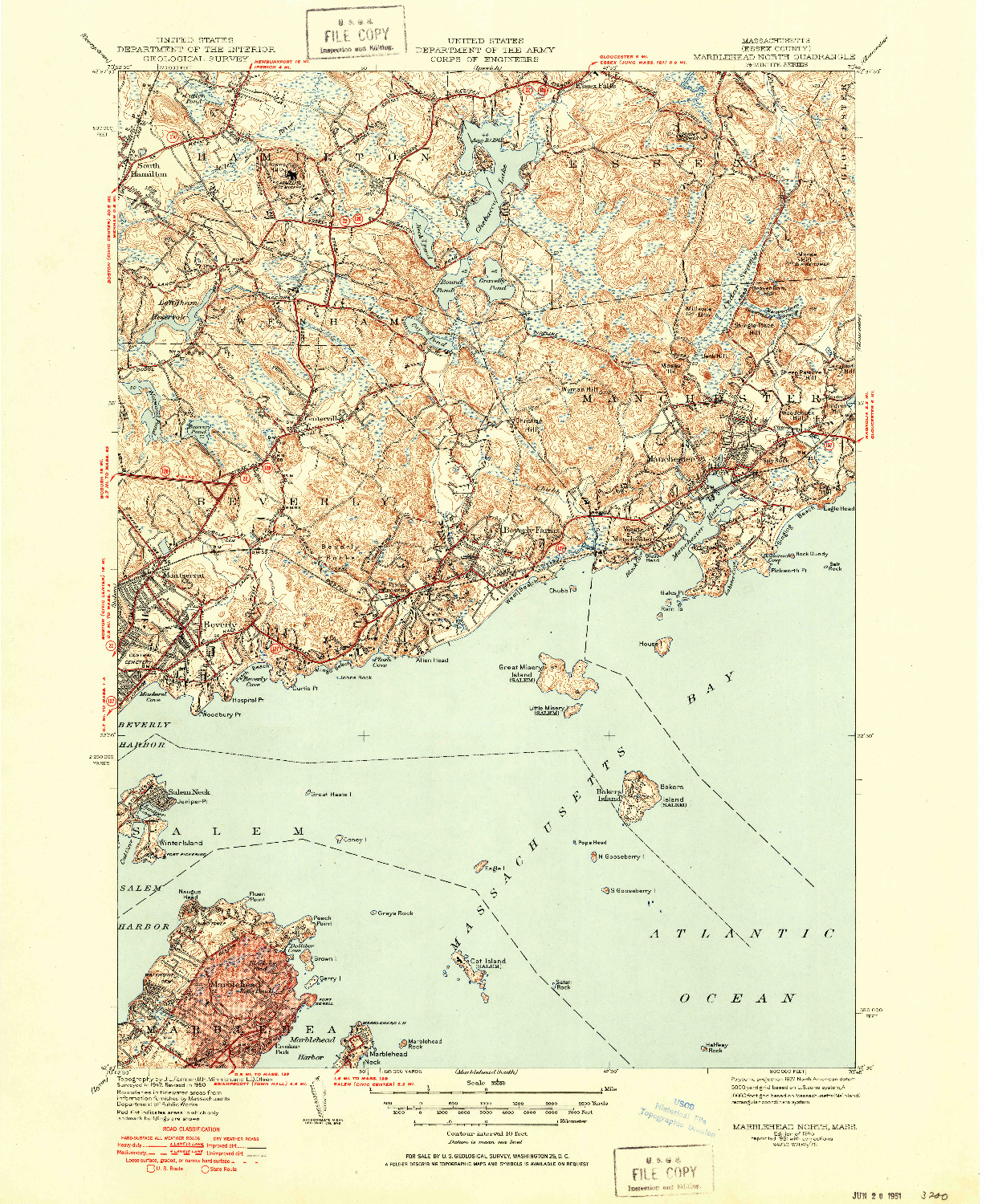 USGS 1:31680-SCALE QUADRANGLE FOR MARBLEHEAD NORTH, MA 1945