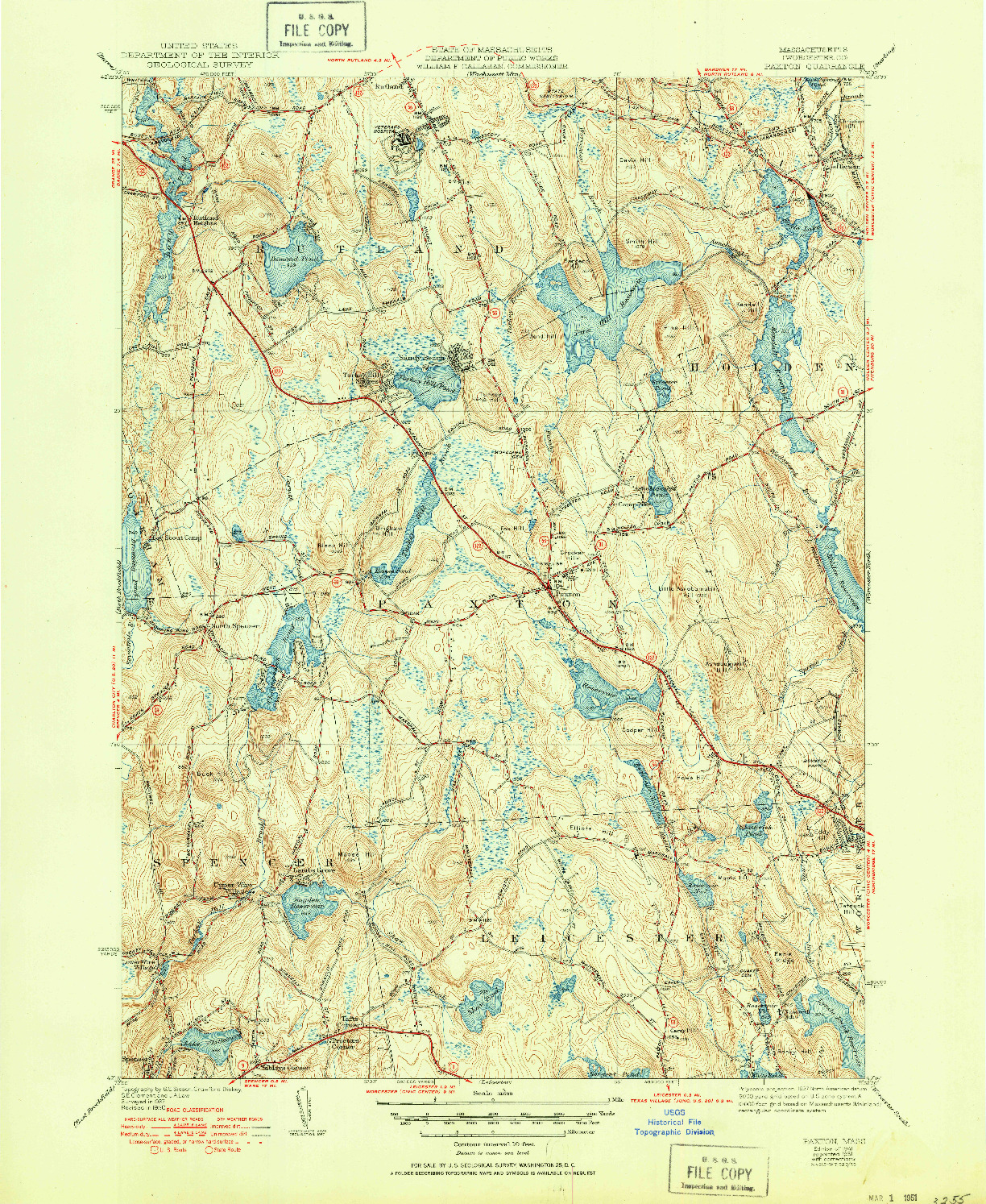 USGS 1:31680-SCALE QUADRANGLE FOR PAXTON, MA 1941