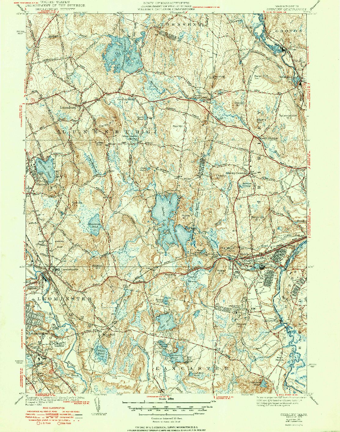 USGS 1:31680-SCALE QUADRANGLE FOR SHIRLEY, MA 1939