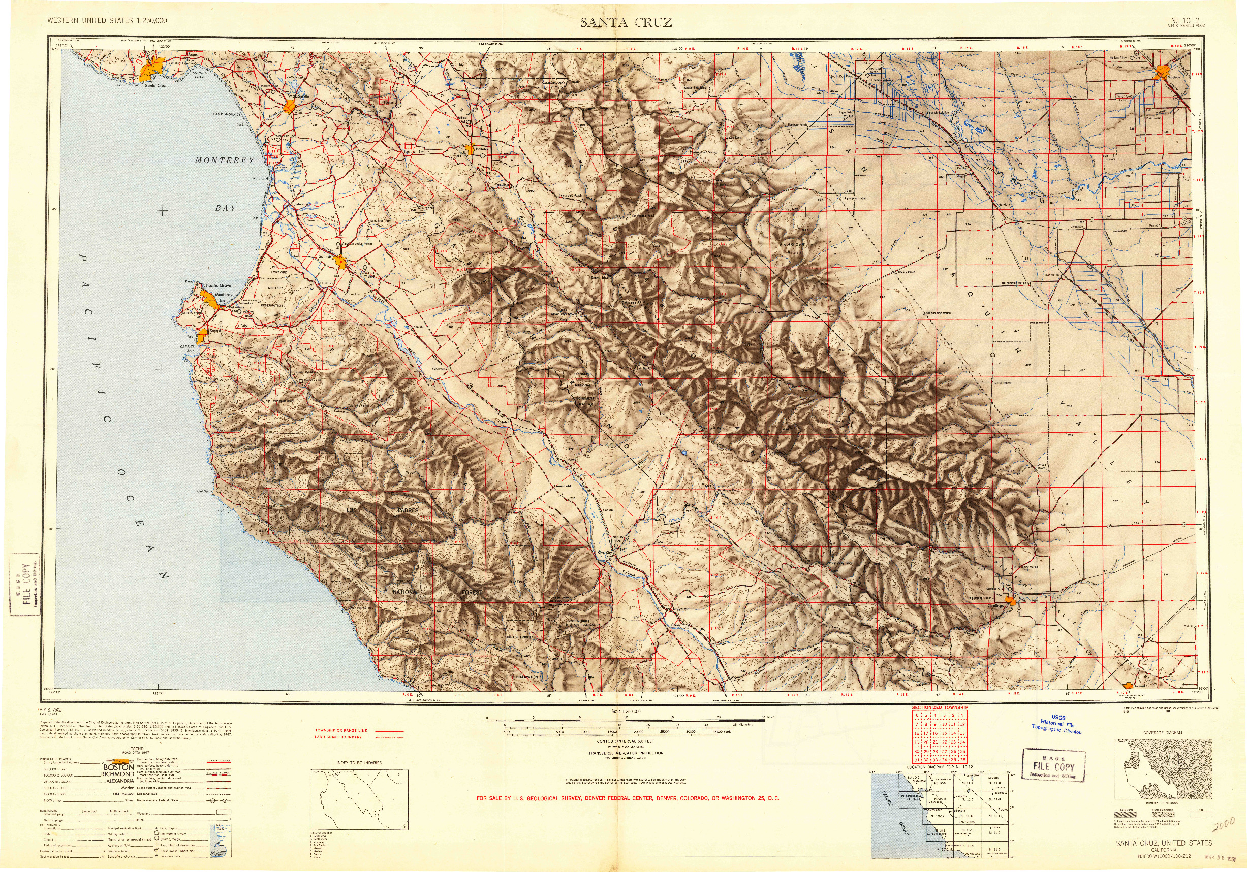 USGS 1:250000-SCALE QUADRANGLE FOR SANTA CRUZ, CA 1948