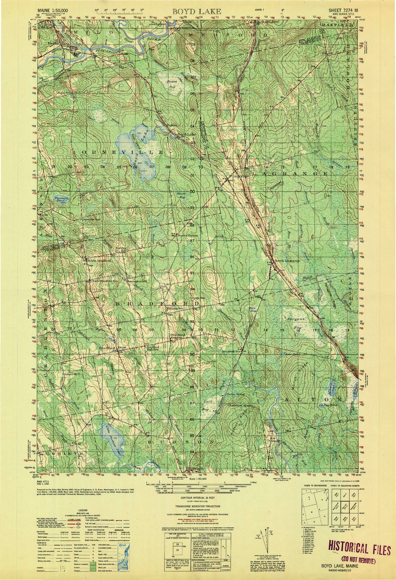 USGS 1:50000-SCALE QUADRANGLE FOR BOYD LAKE, ME 1951