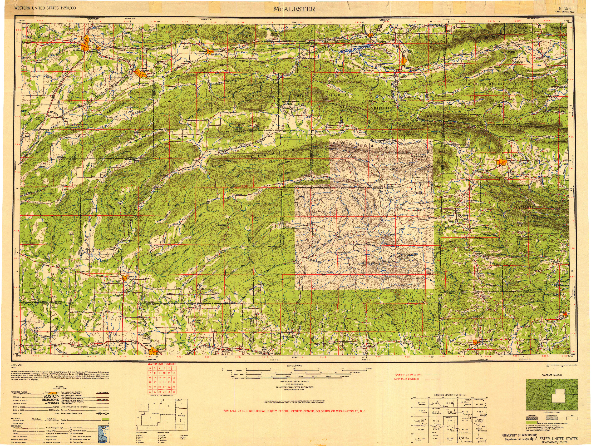 USGS 1:250000-SCALE QUADRANGLE FOR MCALESTER, OK 1950