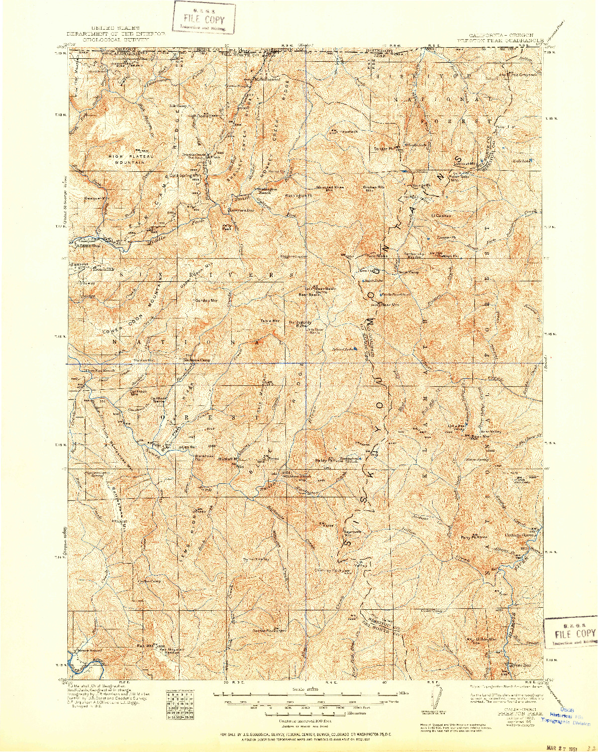 USGS 1:125000-SCALE QUADRANGLE FOR PRESTON PEAK, CA 1922