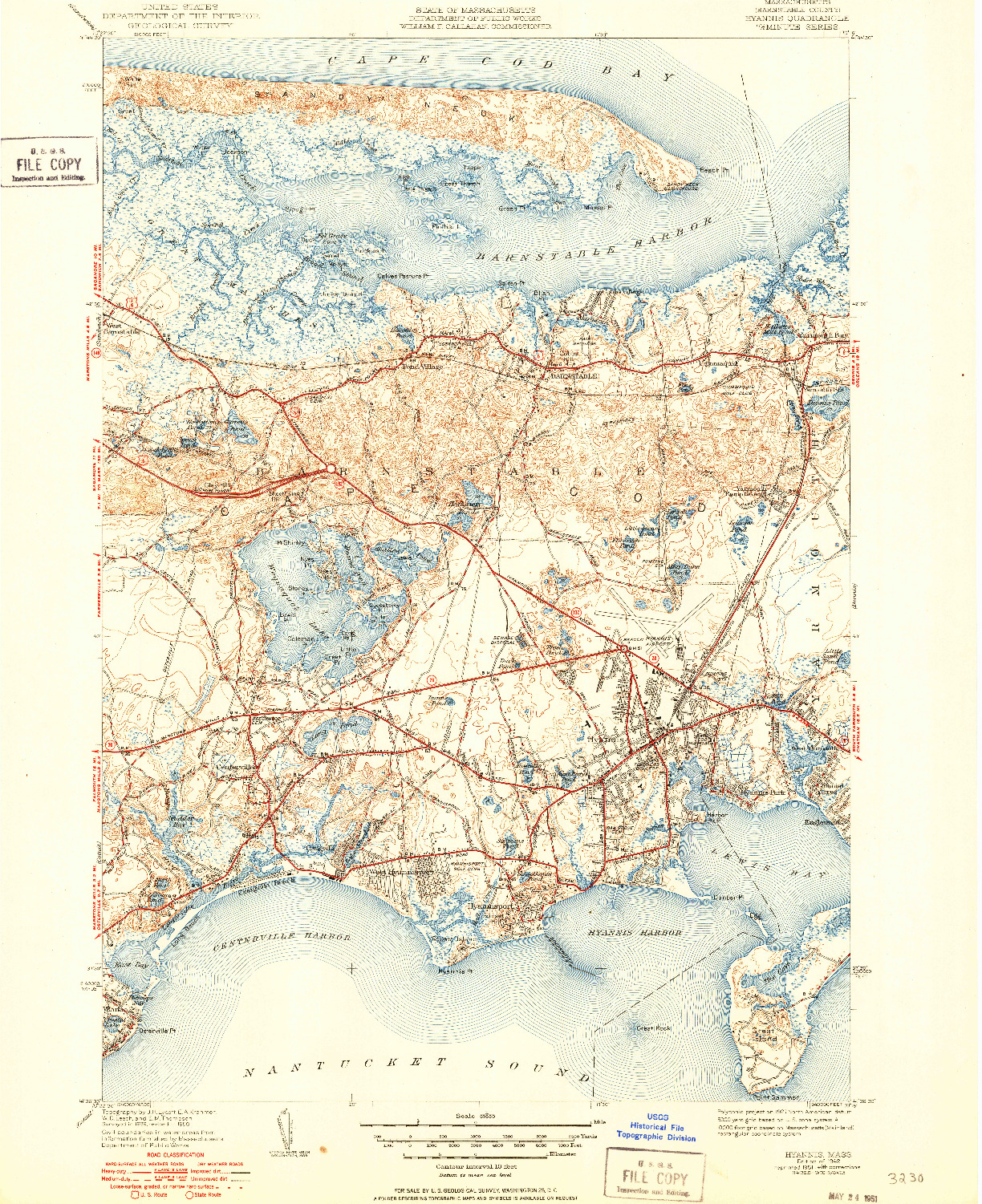 USGS 1:31680-SCALE QUADRANGLE FOR HYANNIS, MA 1942