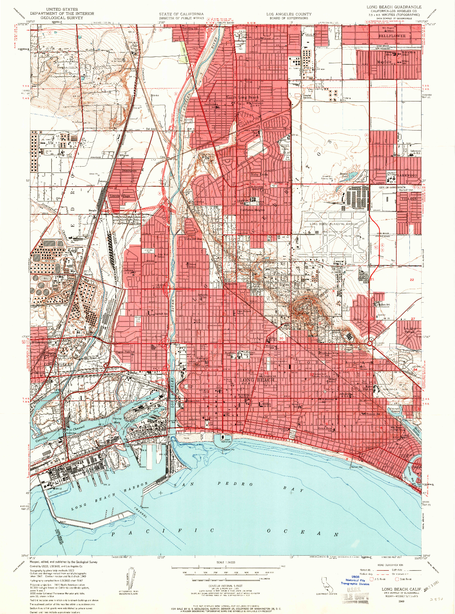 USGS 1:24000-SCALE QUADRANGLE FOR LONG BEACH, CA 1949