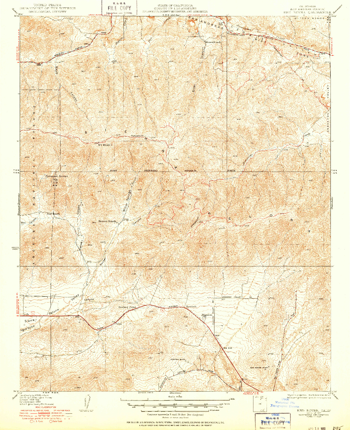 USGS 1:24000-SCALE QUADRANGLE FOR RED ROVER, CA 1937