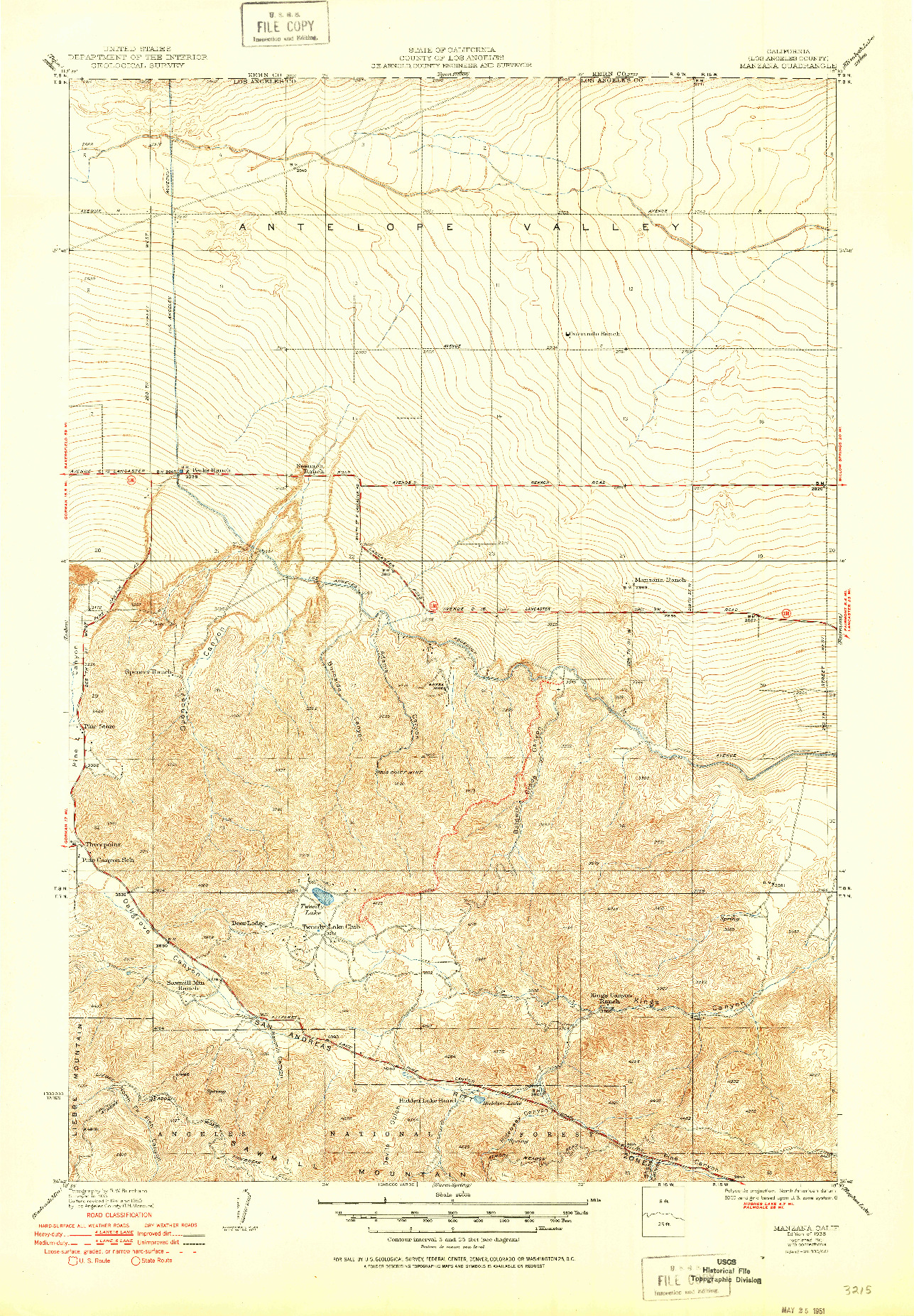 USGS 1:24000-SCALE QUADRANGLE FOR MANZANA, CA 1938