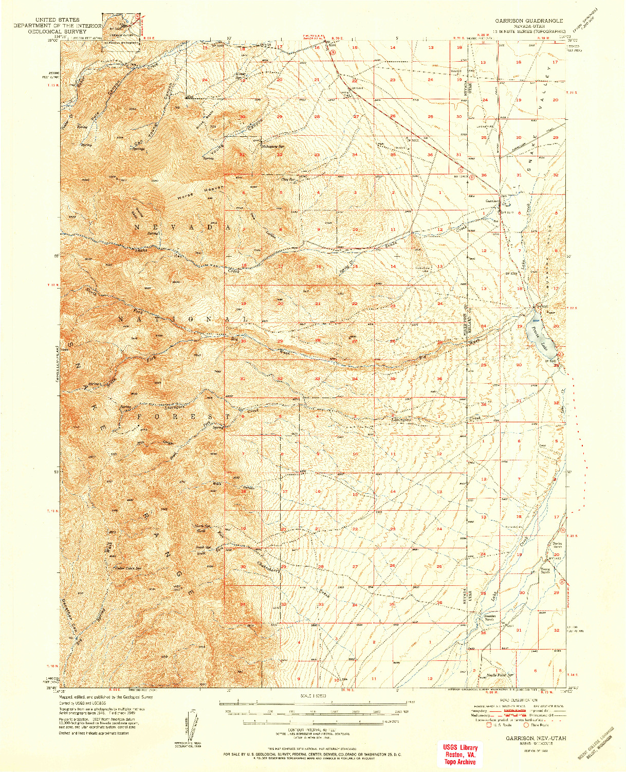 USGS 1:62500-SCALE QUADRANGLE FOR GARRISON, NV 1951