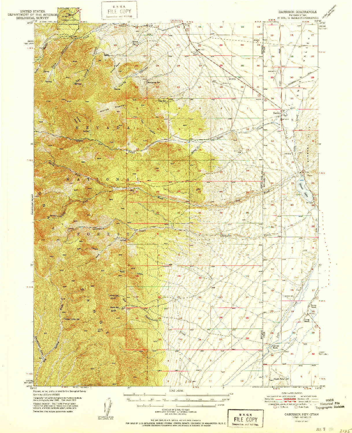 USGS 1:62500-SCALE QUADRANGLE FOR GARRISON, NV 1951