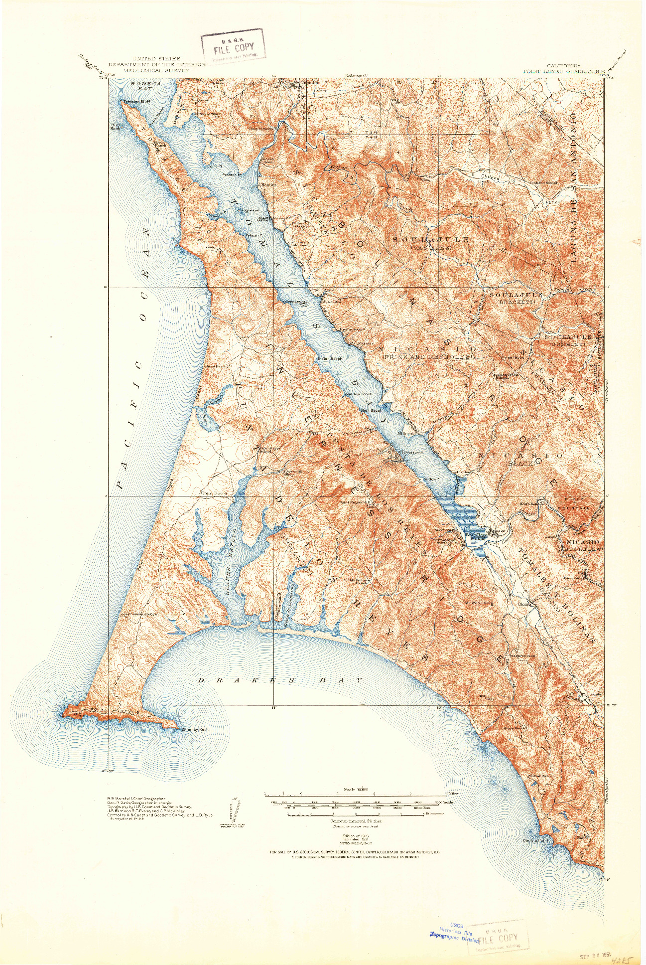 USGS 1:62500-SCALE QUADRANGLE FOR POINT REYES, CA 1918