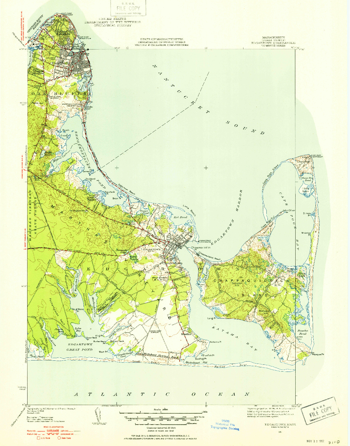 USGS 1:31680-SCALE QUADRANGLE FOR EDGARTOWN, MA 1951