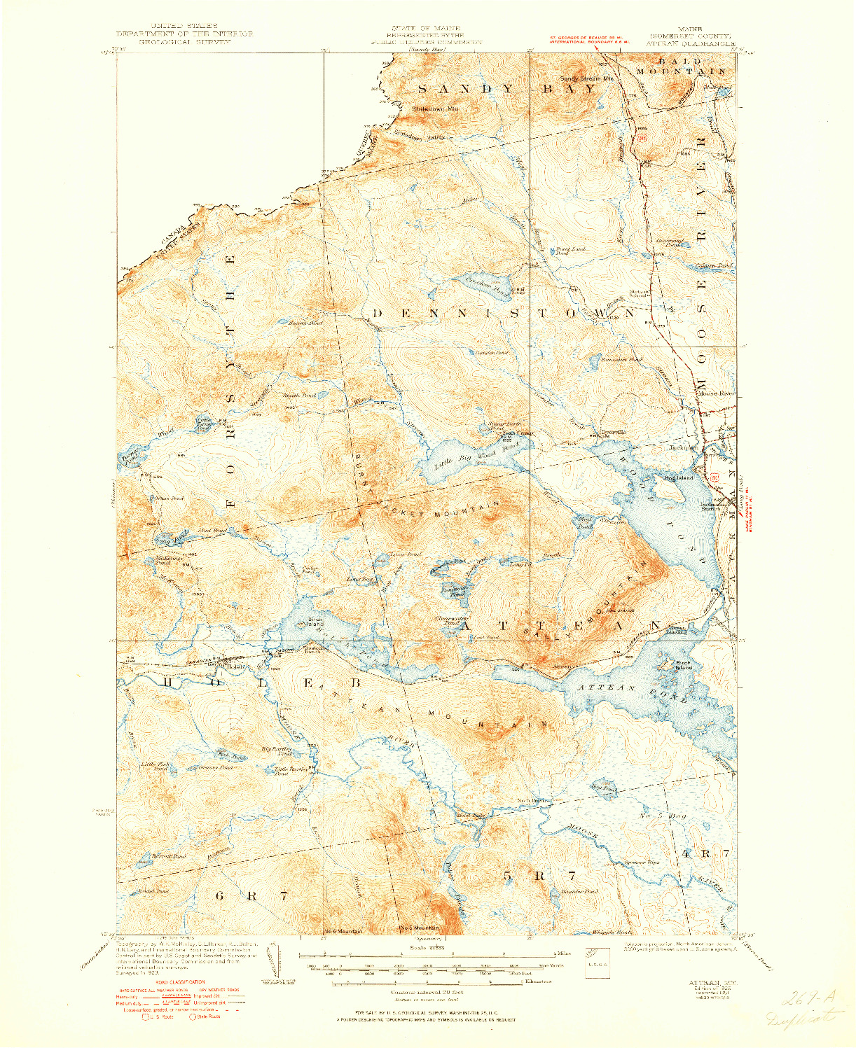 USGS 1:62500-SCALE QUADRANGLE FOR ATTEAN, ME 1925