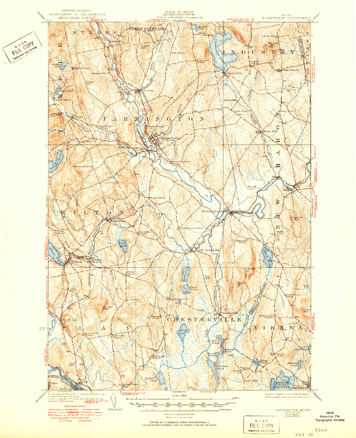 USGS 1:62500-SCALE QUADRANGLE FOR FARMINGTON, ME 1924