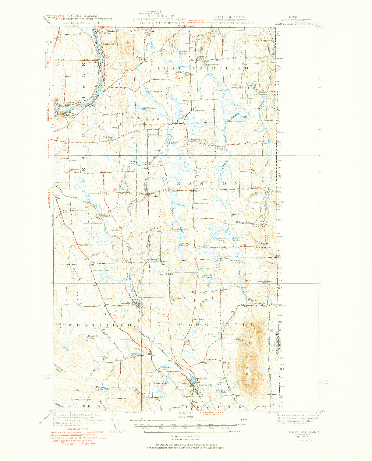 USGS 1:62500-SCALE QUADRANGLE FOR MARS HILL, ME 1940