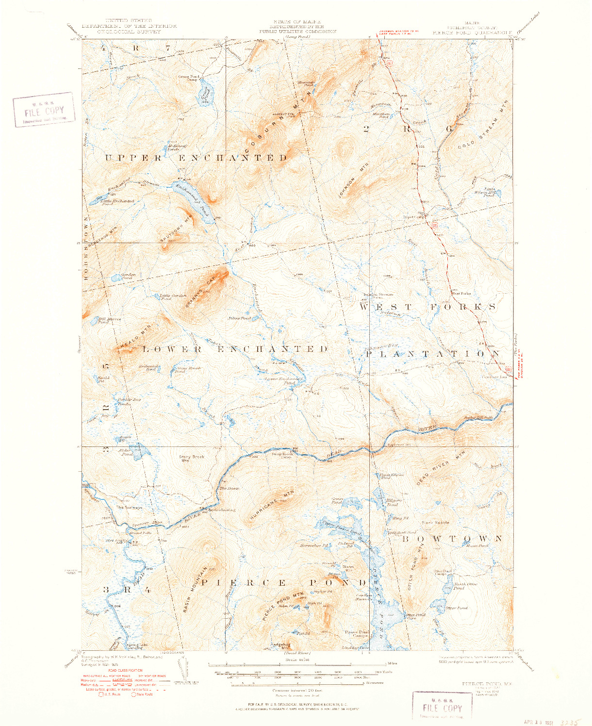 USGS 1:62500-SCALE QUADRANGLE FOR PIERCE POND, ME 1927