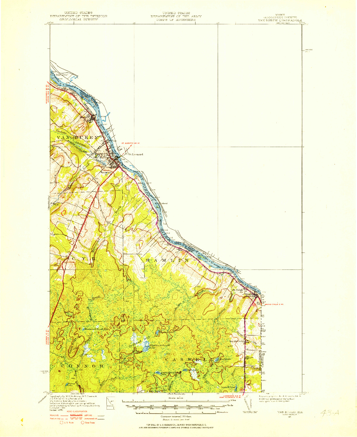 USGS 1:62500-SCALE QUADRANGLE FOR VAN BUREN, ME 1951