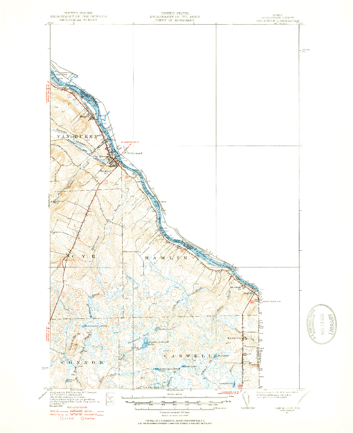 USGS 1:62500-SCALE QUADRANGLE FOR VAN BUREN, ME 1951