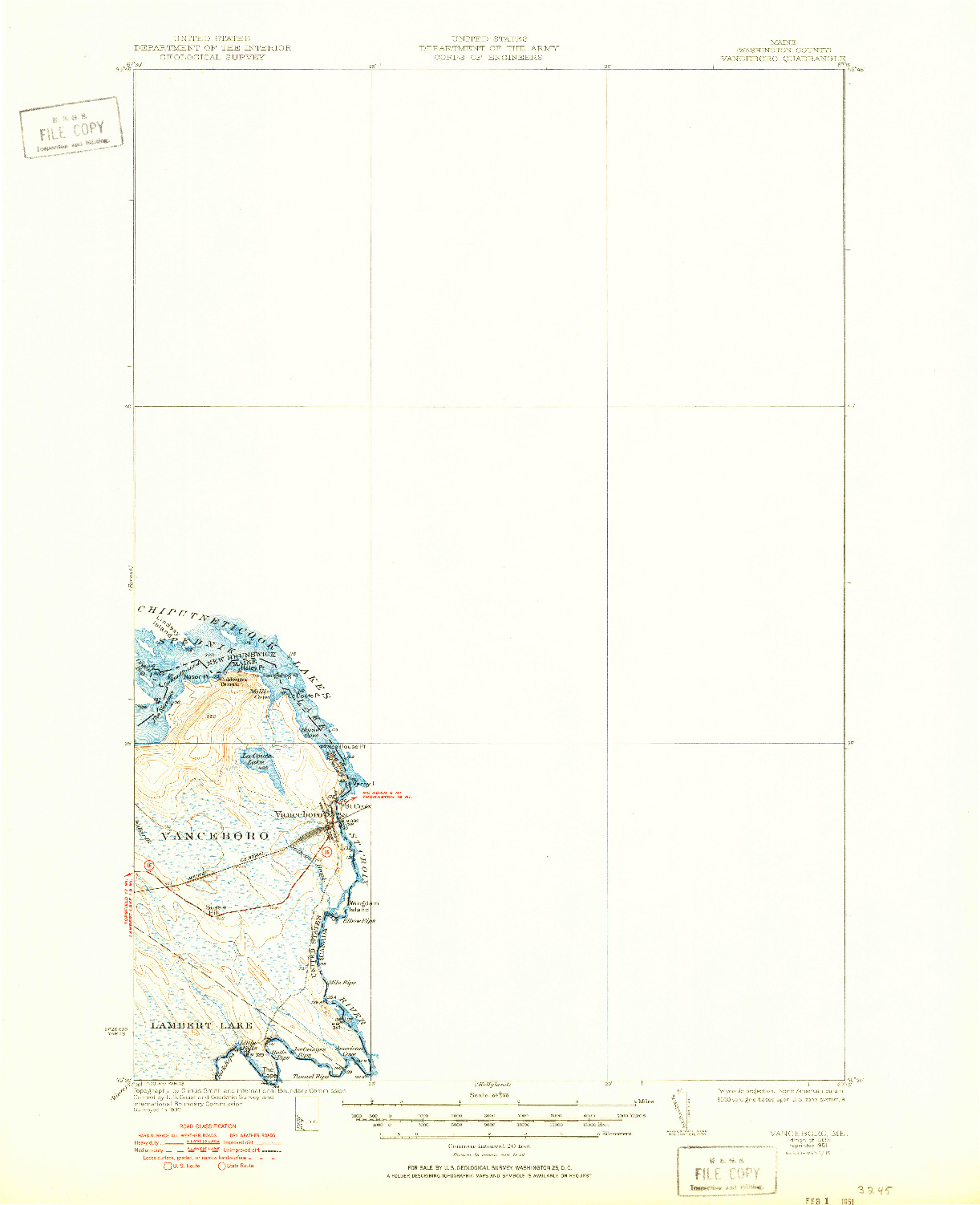 USGS 1:62500-SCALE QUADRANGLE FOR VANCEBORO, ME 1933