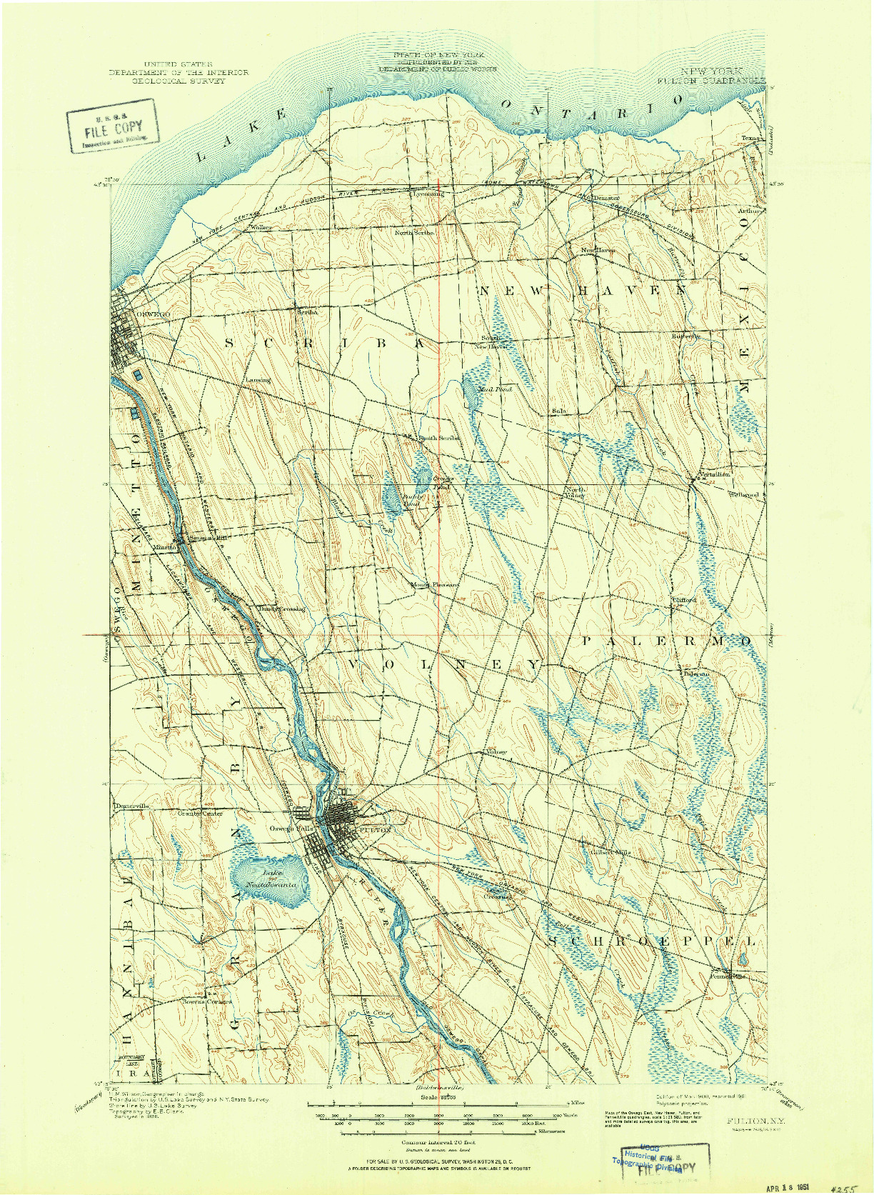 USGS 1:62500-SCALE QUADRANGLE FOR FULTON, NY 1900