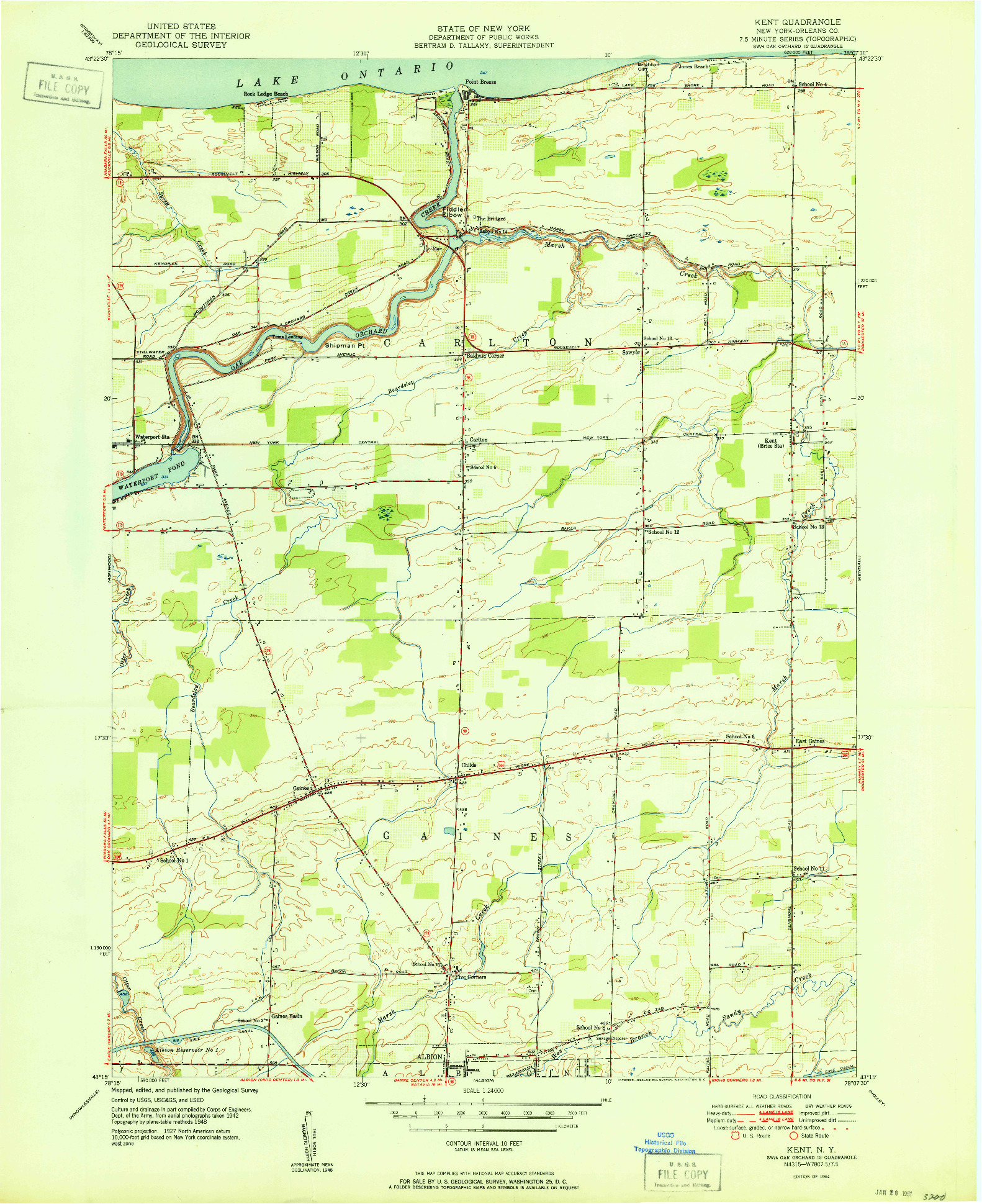 USGS 1:24000-SCALE QUADRANGLE FOR KENT, NY 1951