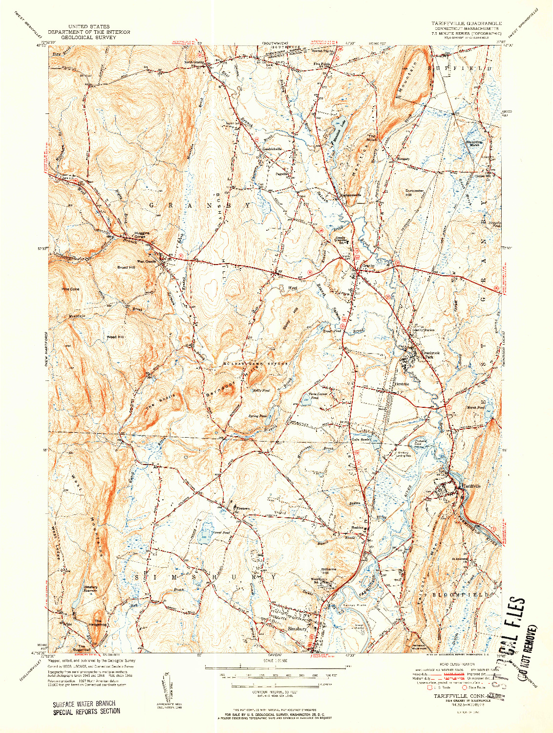 USGS 1:31680-SCALE QUADRANGLE FOR TARIFFVILLE, CT 1951