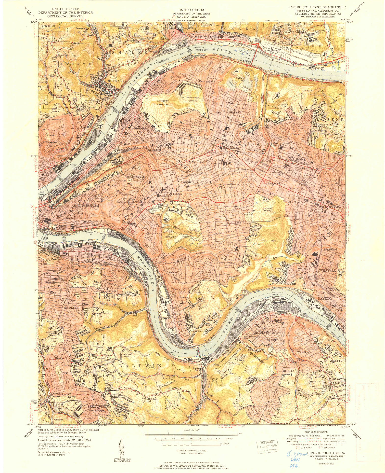 USGS 1:24000-SCALE QUADRANGLE FOR PITTSBURG EAST, PA 1951
