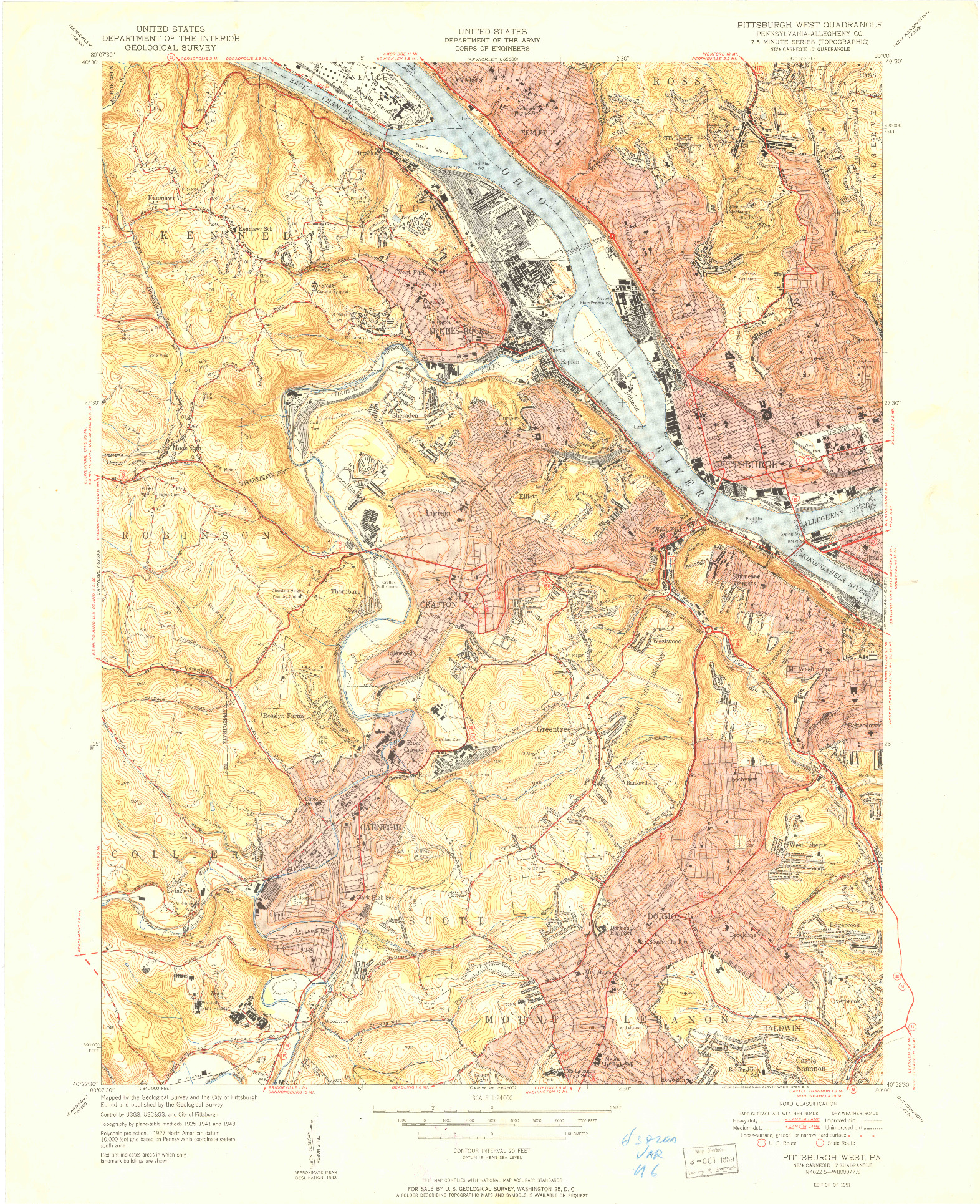 USGS 1:24000-SCALE QUADRANGLE FOR PITTSBURG WEST, PA 1951