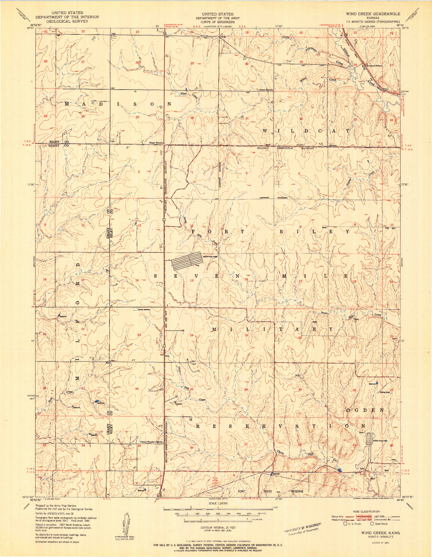 USGS 1:24000-SCALE QUADRANGLE FOR WIND CREEK, KS 1951