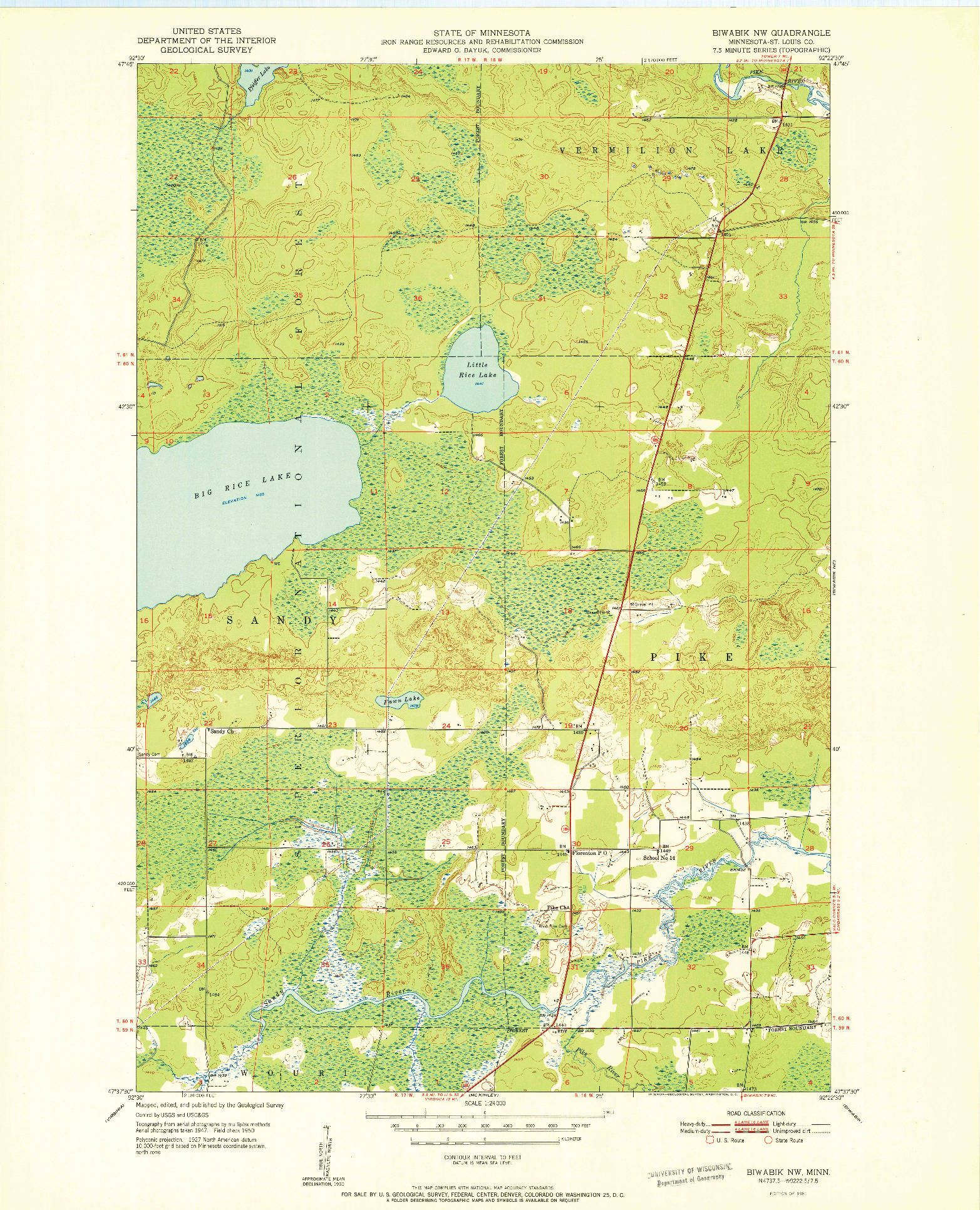 USGS 1:24000-SCALE QUADRANGLE FOR BIWABIK NW, MN 1951