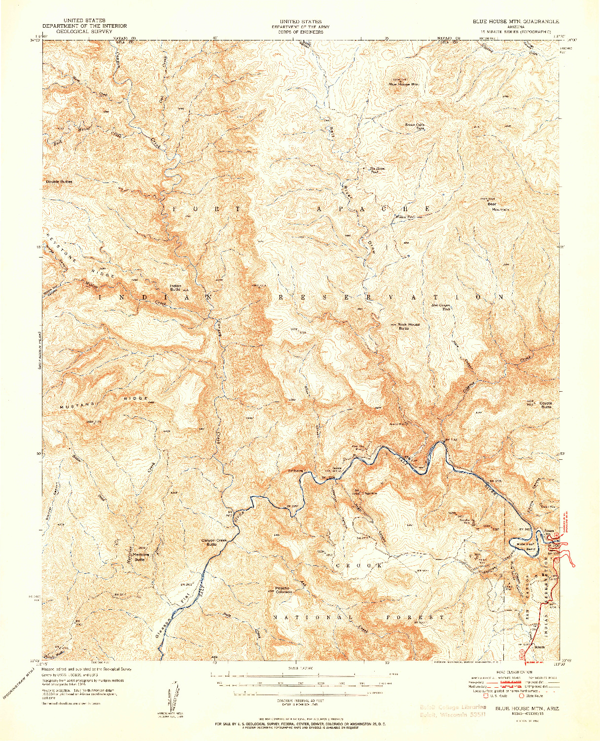 USGS 1:62500-SCALE QUADRANGLE FOR BLUE HOUSE MTN, AZ 1951