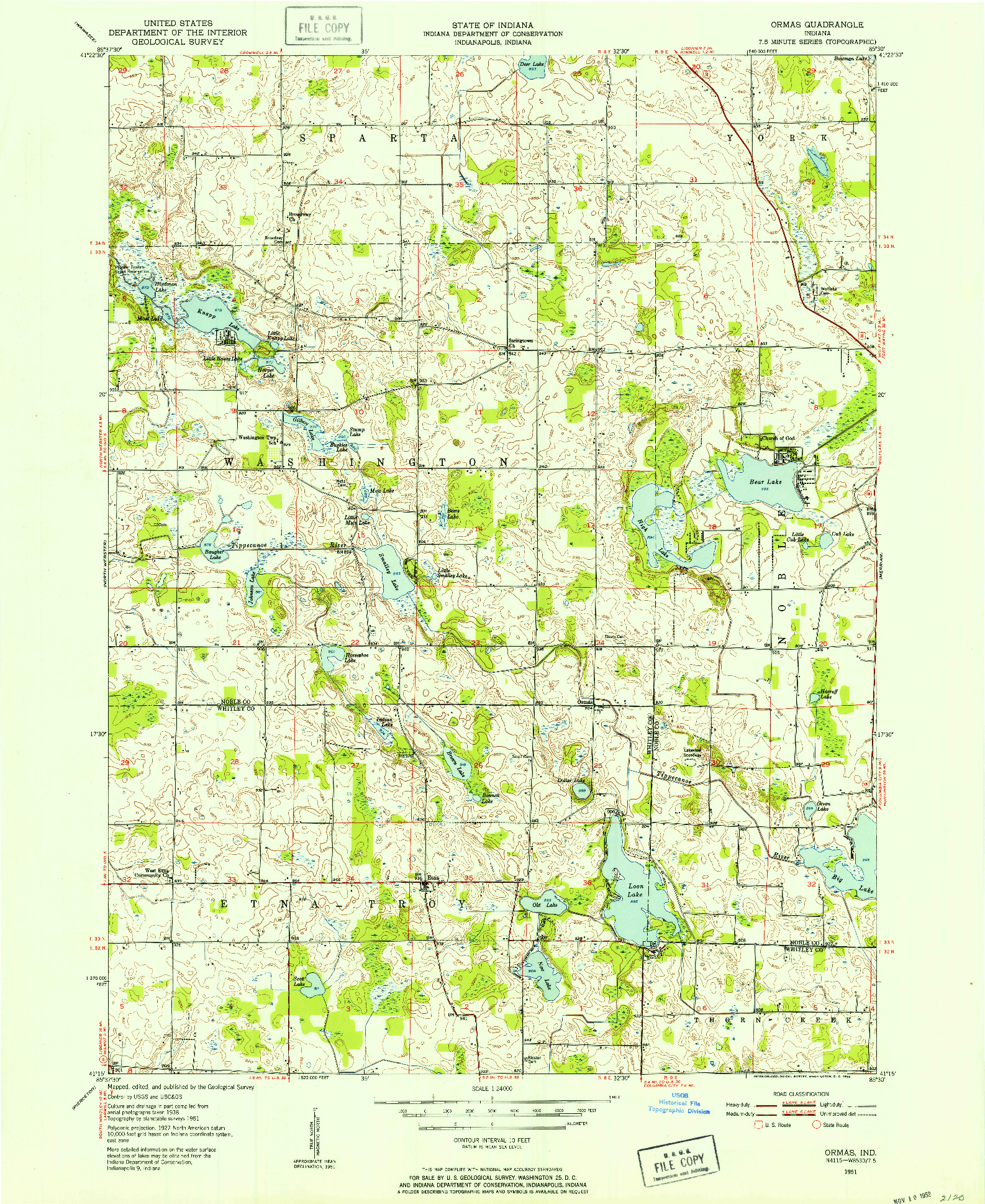 USGS 1:24000-SCALE QUADRANGLE FOR ORMAS, IN 1951