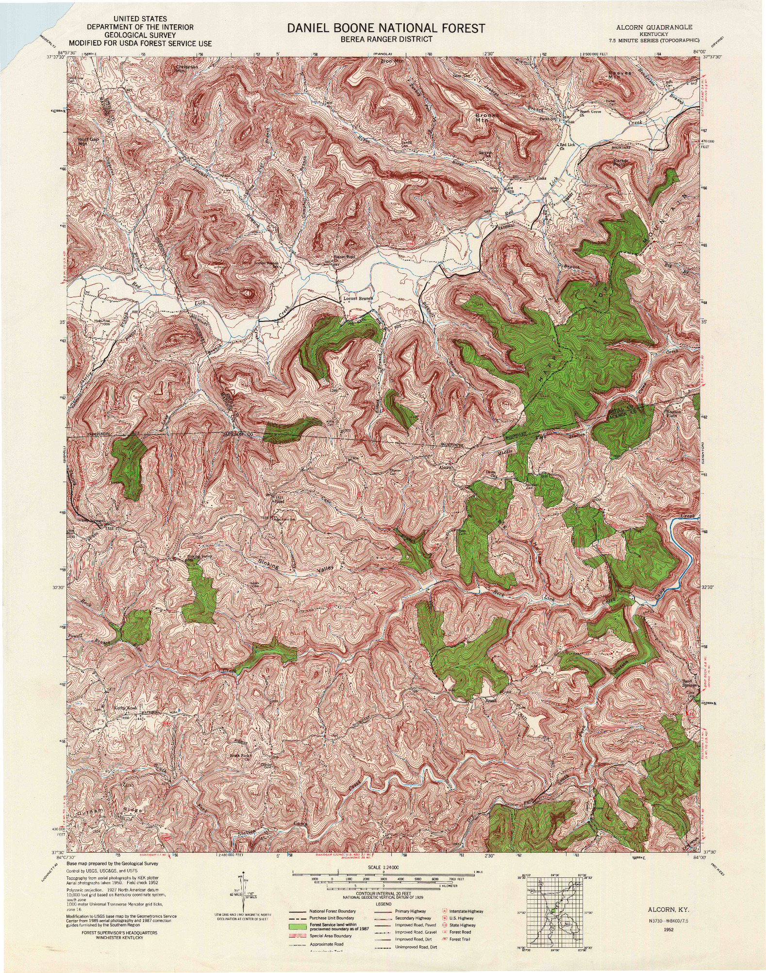 USGS 1:24000-SCALE QUADRANGLE FOR ALCORN, KY 1952